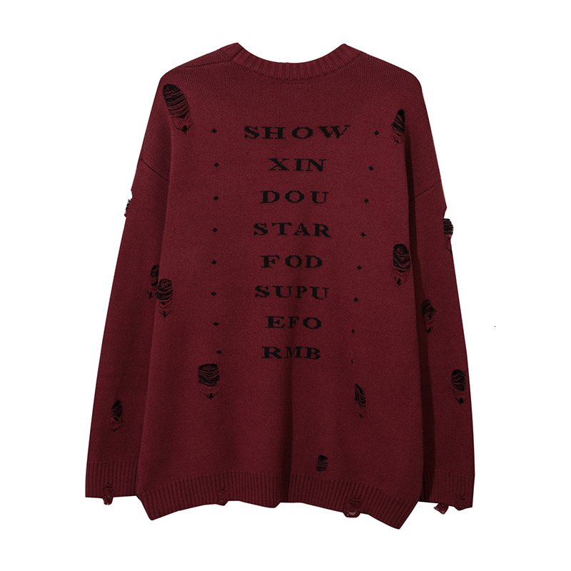 Men's Sweaters Harajuku Priest Salvation Printed Knitwears Women Streetwear Hip Hop Destroyed Hole Ripped Pullovers Jumper Oversized Men 221121