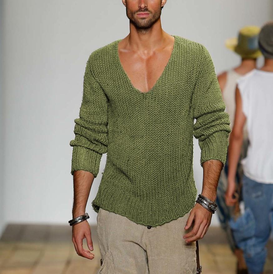 Men's Sweaters Mens Casual V-Neck Solid Sweater Autumn Winter Fashion Knitted Pullover Tops For Men Harajuku Long Sleeve Jumper Streetwear 221121