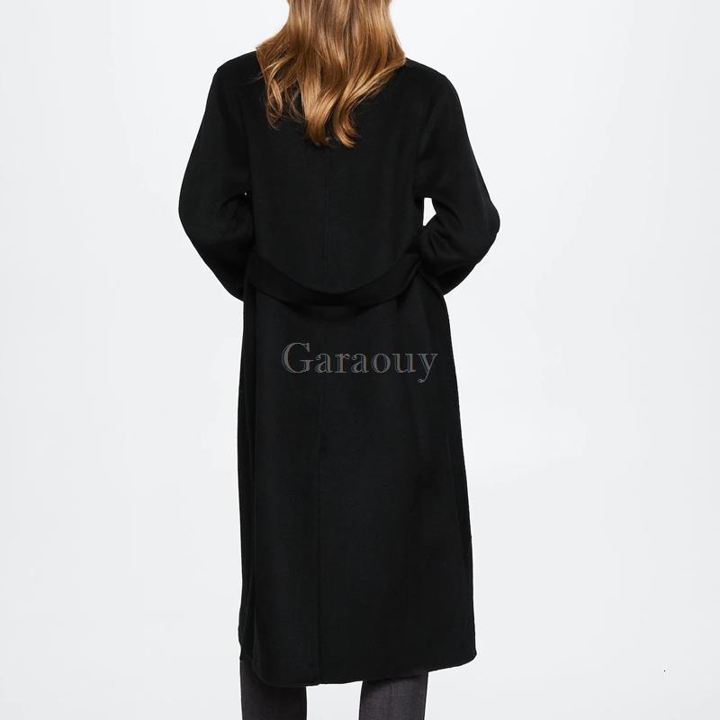 Women's Wool Blends Garaouy Autumn Vintage Casual Simple Classic Long Woolen Coat 3 Colors Cardigan With Belt Overcoat Female Mujer 221121