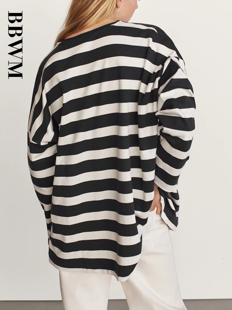 Women's Hoodies Sweatshirts Women High Quality Striped Print Oversize Long Sleeve O Neck Loose Pullovers Female Tops 221121