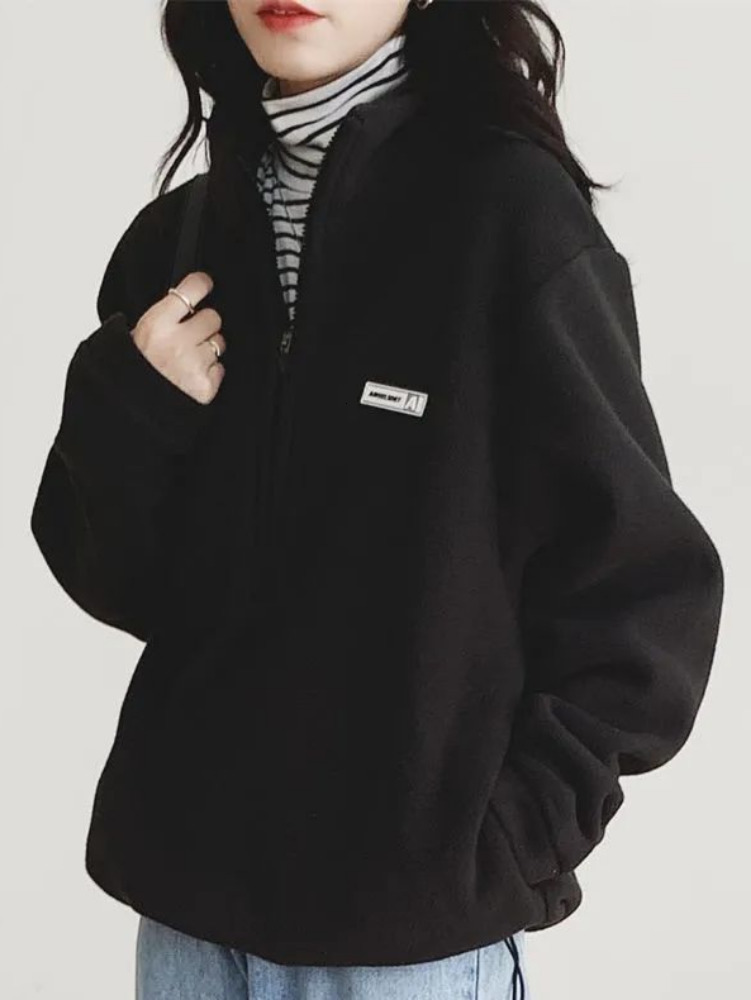 Women's Hoodies Sweatshirts QWEEK Korean Warm Fleece Women casual Kpop Fashion Plus Velevt Sweatshirt Top Autumn Winter 221121