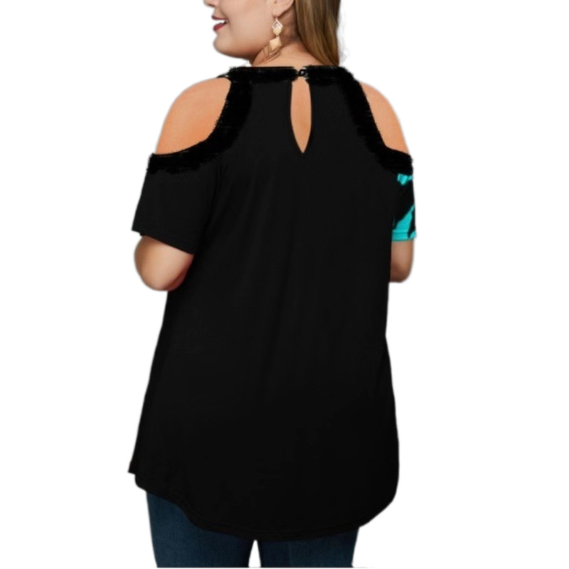 Women's Plus Size TShirt Plus Size Clothing For Women 3Xl 4Xl 5Xl Tunicas De Mujer Fashion Summer Cold Shoulder Hollow TShirt Camisetas De Mujer 