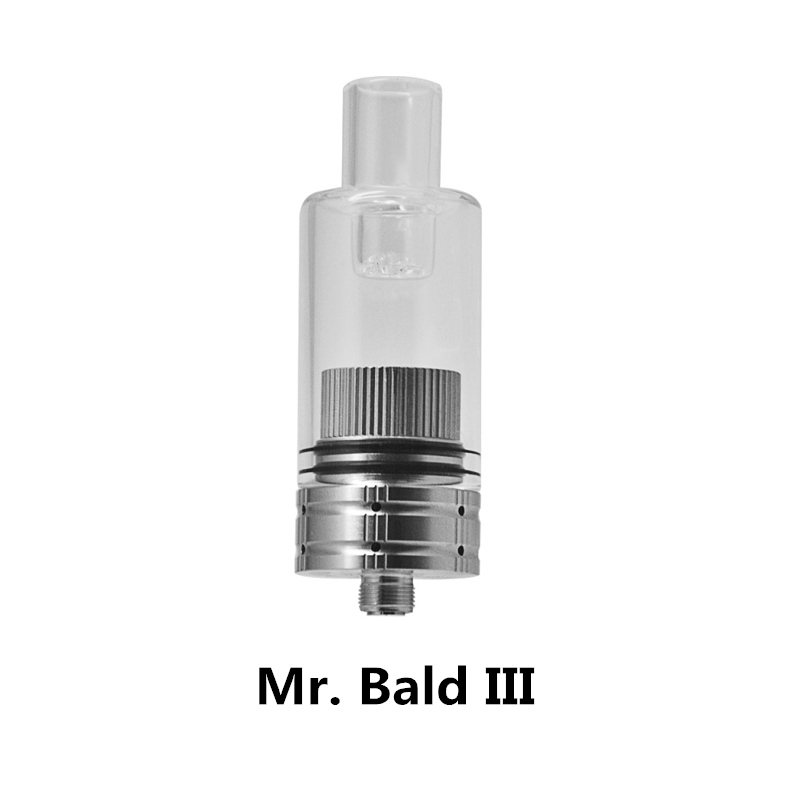 

1pc Longmada Mr Bald III Wax Atomizer 510 Thread Dab Rig Tank with Replacement Ceramic Coils Bowl Glass Chamber for Box Mod Herbal Dabber Dry Herb Vaporizer Kit