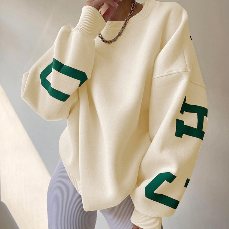 Women's Hoodies Sweatshirts Letter Printing Sweatshirt Fleece Long Sleeve Female Pullover Autumn Winter Streetwear 221121