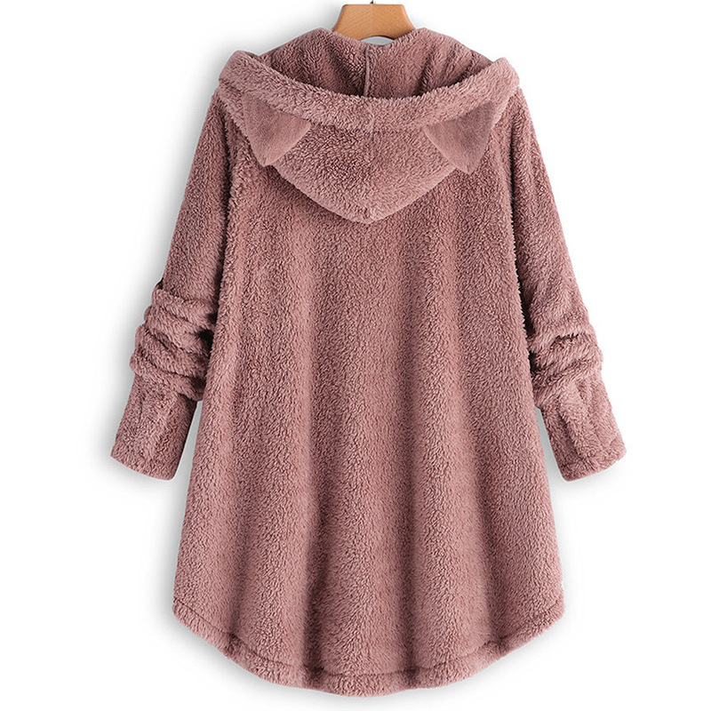 Women's Hoodies Sweatshirts Autumn Winter Pink Women Hooded Warm Pocket Tops Loose Soft Cute Patchwork Coat Harajuku Fashion 221121