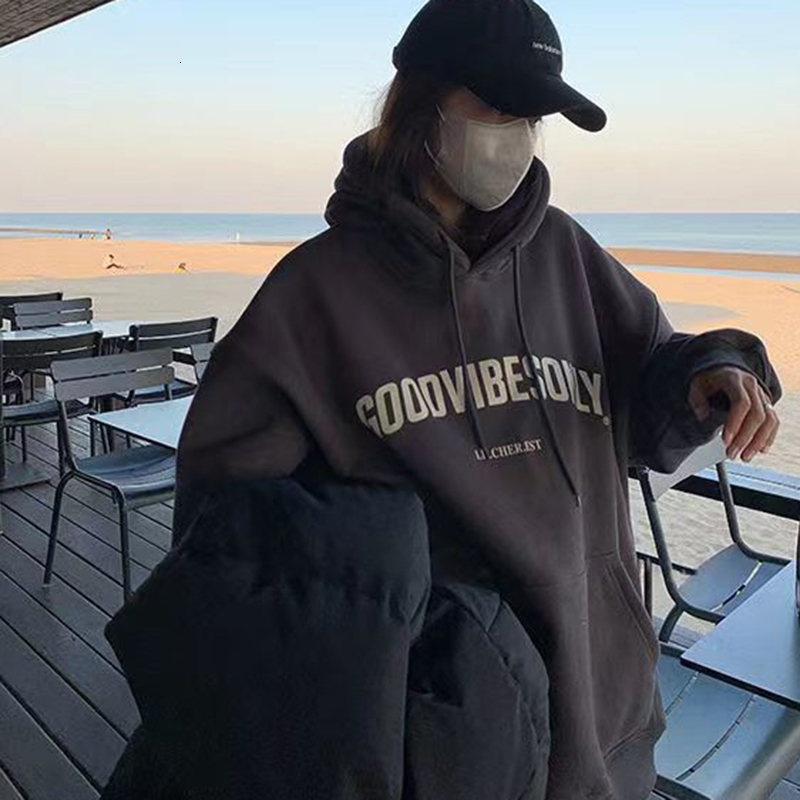 Women's Hoodies Sweatshirts Xpqbb Streetwear Women Letter Printed Casual Baggy Woman Harajuku Hip Hop Long Sleeve Fleece Pullover 221121