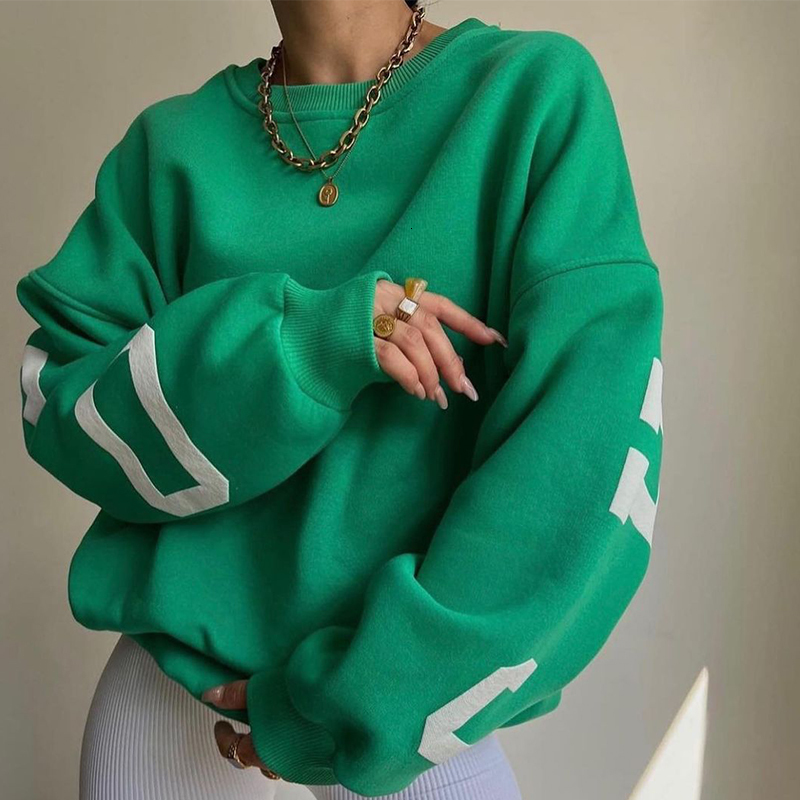 Women's Hoodies Sweatshirts Letter Printing Sweatshirt Fleece Long Sleeve Female Pullover Autumn Winter Streetwear 221121
