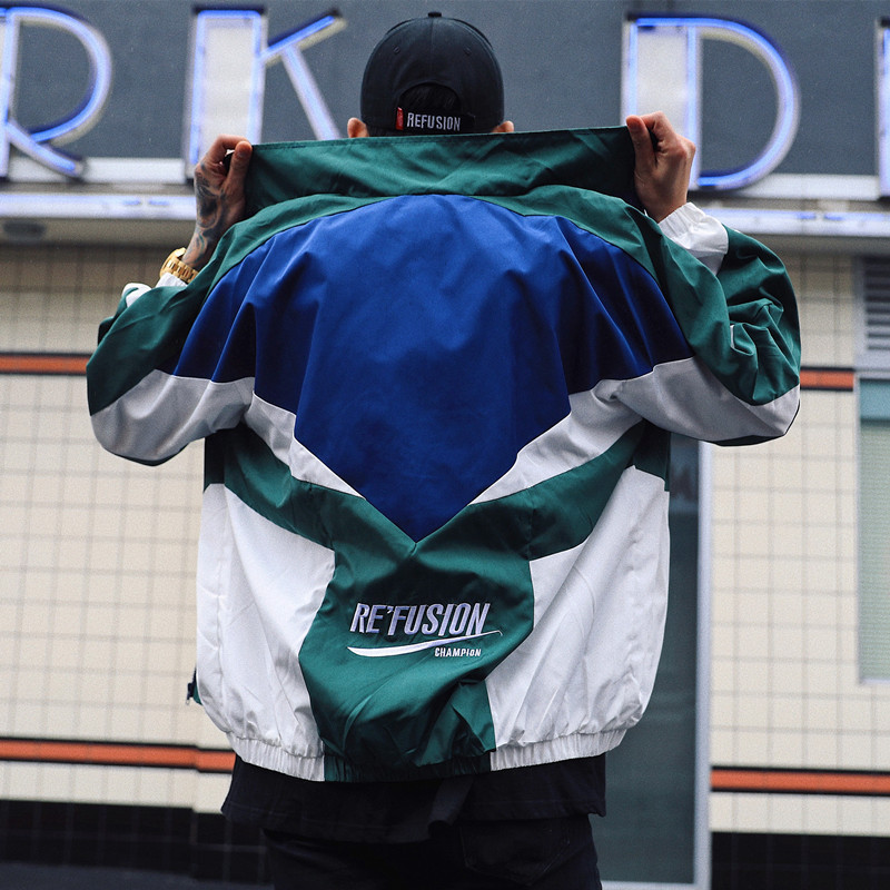 Men's Jackets Hip Hop Spring Men Windbreaker Patchwork Autumn Loose Casual Couple Thin Large Size Zipper Coat 221122
