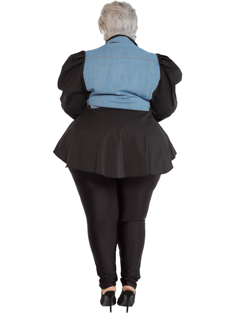 Women's Plus Size Tracksuits Wmstar Plus Size Two Piece Outfits Women Solid Patchwork Puff Sleeve Leggings Sets Fashion Matching suit Wholesale D