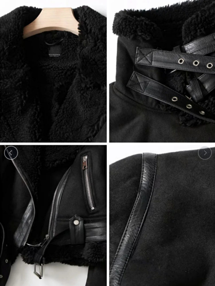Womens Jackets Coats Woman Winter Heavy Streetwear Vintage Fur Integrated Thickening Warm Loose Motorcycle Suit Long Sleeve Top