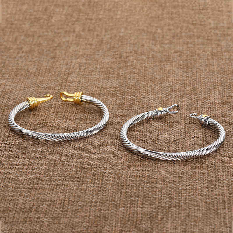 Silver Twisted Cuff Bangle Fashion Men Bracelets Charm Bracelet hook 5MM Wire Woman Designer Cable Mens Jewelry Exquisite Simple Jewelry Accessories for Women
Silver Twisted Cuff Bangle Fashion Men Bracelets Charm Bracelet hook 5MM Wire Woman Designer Cable Mens Jewelry Exquisite Simple Jewelry Accessories for Women