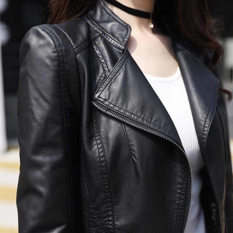 Women's Leather Faux Jacket Fashion Black Motorcycle Women Zippers Basic Coat Biker 4XL C-2 221122