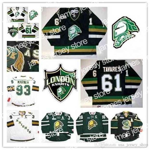 College Hockey Wears Nik1 Custom CHL London Knights Mitch Marner Jersey 88 Patrick Kane 61 Tavares Rick Nash Stitched Black Green White Hockey Jerseys