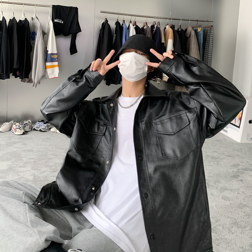 Men's Leather Faux Autumn Winter PU Jackets Men Solid Color Coat Casual Motorcycle Biker Jacket Classic Black Male Clothes Plus Size 5XL 221122