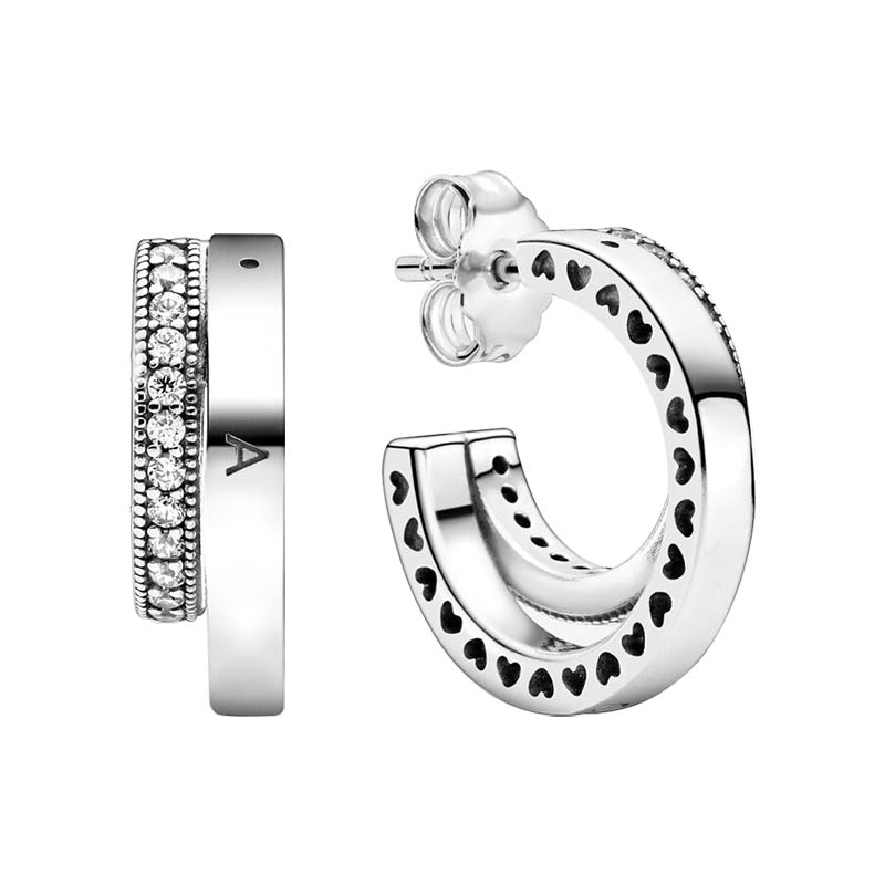 Women Girls Pave Double Hoop Earrings Real Sterling Silver with Original Box for Pandora CZ diamond Wedding Party Jewelry Stud Earring Set Factory wholesale
Women Girls Pave Double Hoop Earrings Real Sterling Silver with Original Box for Pandora CZ diamond Wedding Party Jewelry Stud Earring Set Factory wholesale