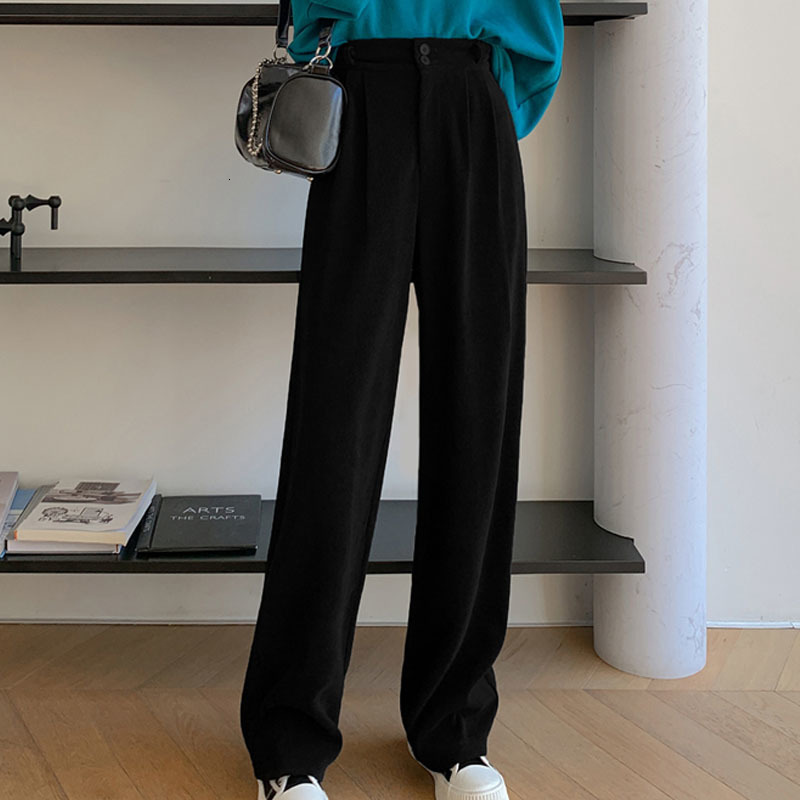 Women's Pants Capris Winter Corduroy High Waist Autumn Vintage Korean Casual Loose Fashion Women Streetwear Straight Trousers Joggers 221122