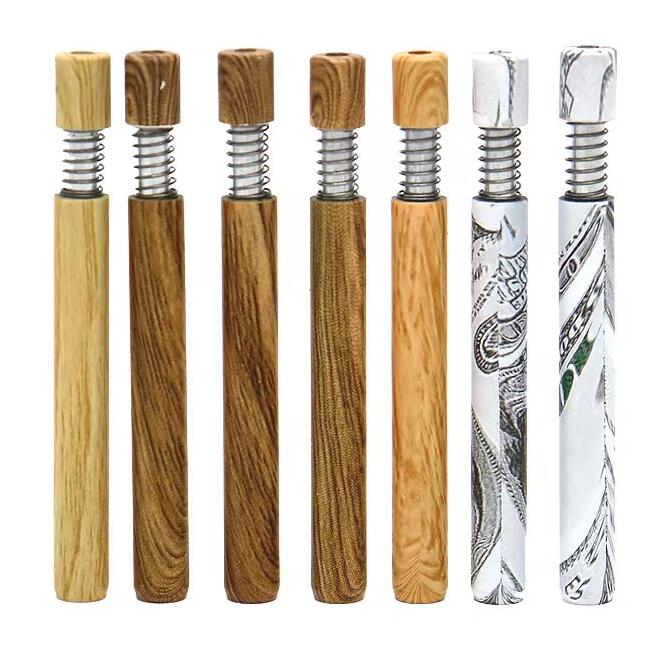 Cigarette Shaped Wood Grain Metal Pipe Hitters Bat Hand Tobacco Smoking Cigar Spring Pipes Tube Holder Tools 82mm Length Snuff Snorter
Cigarette Shaped Wood Grain Metal Pipe Hitters Bat Hand Tobacco Smoking Cigar Spring Pipes Tube Holder Tools 82mm Length Snuff Snorter