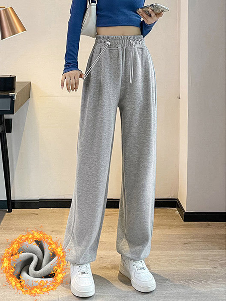 Womens Pants Capris Autumn Winter Warm Sweatpants Fleece Trousers Solid Lose Thick Casual Cotton 221122