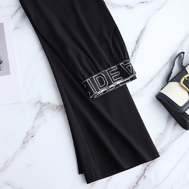 Women's Pants Capris Spring women high waist letter embroidery ice silk baggy wide leg pants Ladies sexy style trousers korean fashion pant 22112