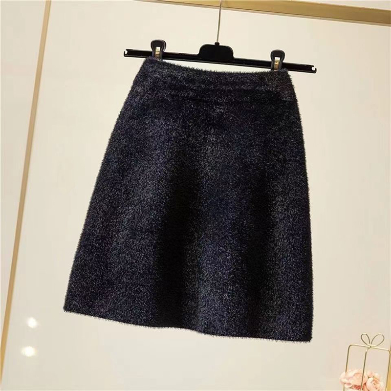 Skirts Winter Slim Sable Knitting Mink Cashmere Warm Short Fashion Korea E Girl Solid Color Fur Soft Miniskirt 221122