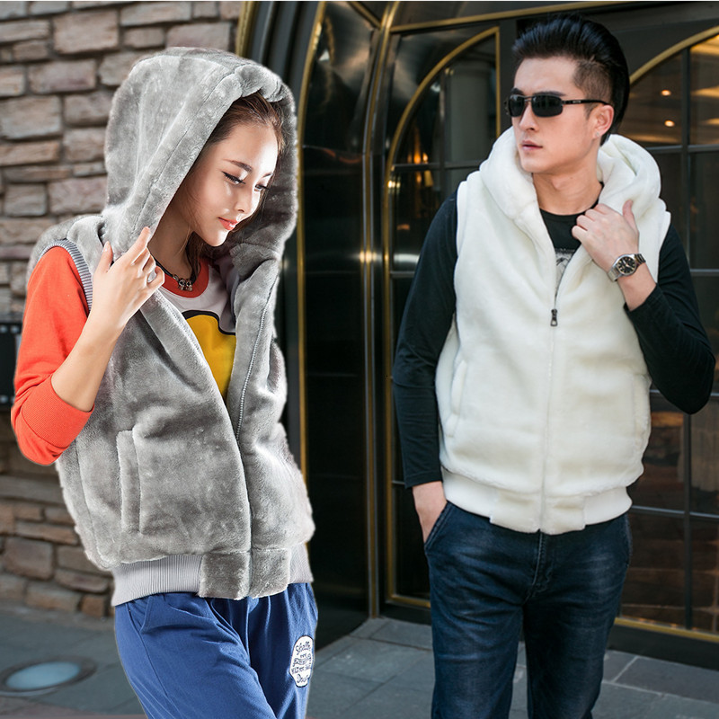 Mens Vests Sleeveless Jacket Men Hooded Warm Thermal Witnter Faux Fur Vest Male Plush Flannel Coat Fluffy Fleece Waistcoat Autumn 221122