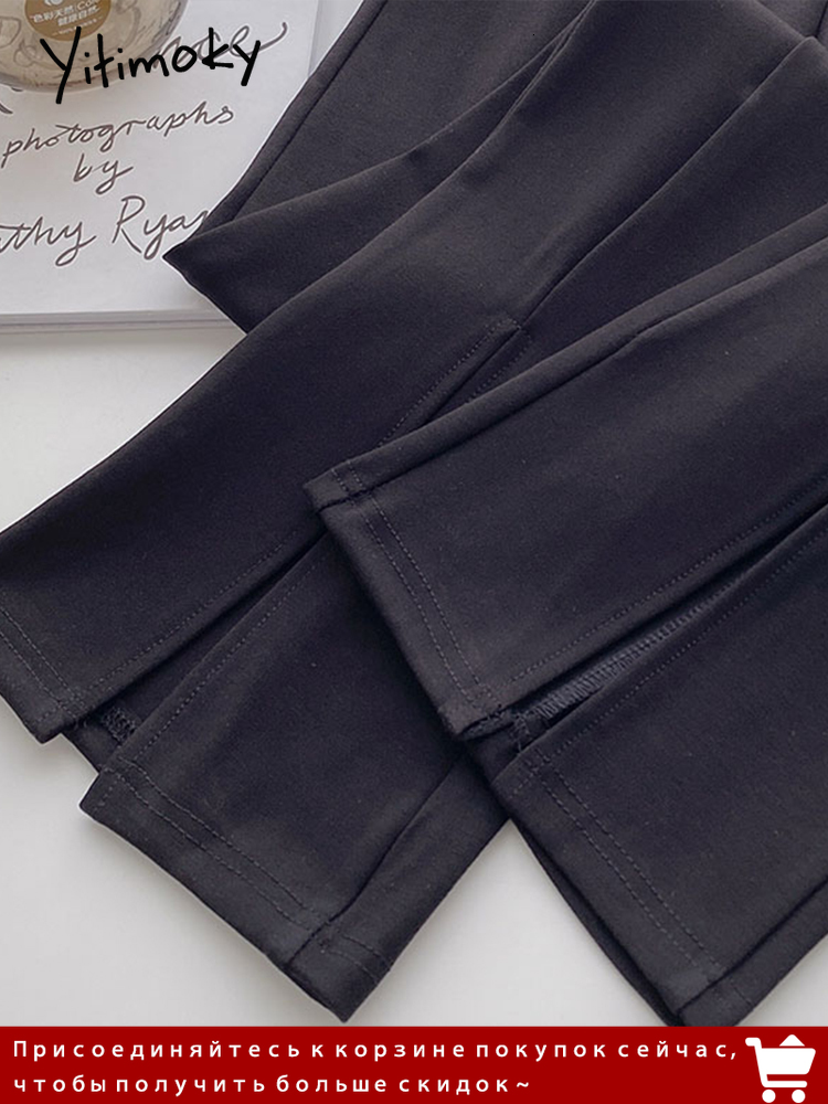 Women's Pants Capris Yitimoky Flare Women Front Split High Waisted Ladies Trousers Spring Autumn Fashion Black Suit Side Zipper 221122
