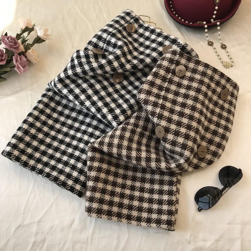 Skirts Woolen Winter Skirt Womens Thickened MidLength Vintage Plaid A Line High Waist Office Lady Mujer Faldas Ropa 221122
