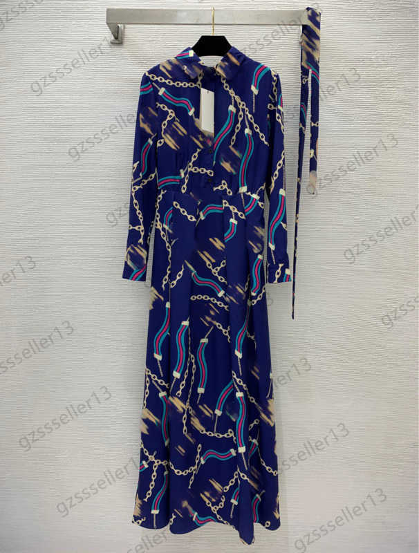 Brand Womens Casual Dress Double G Letter Chain Print Button Placket Ankle-Length Dresses A Belted Waist Version Pleated Maxiskit Temperament Woman Wear 1970, 14
Brand Womens Casual Dress Double G Letter Chain Print Button Placket Ankle-Length Dresses A Belted Waist Version Pleated Maxiskit Temperament Woman Wear 1970, 14