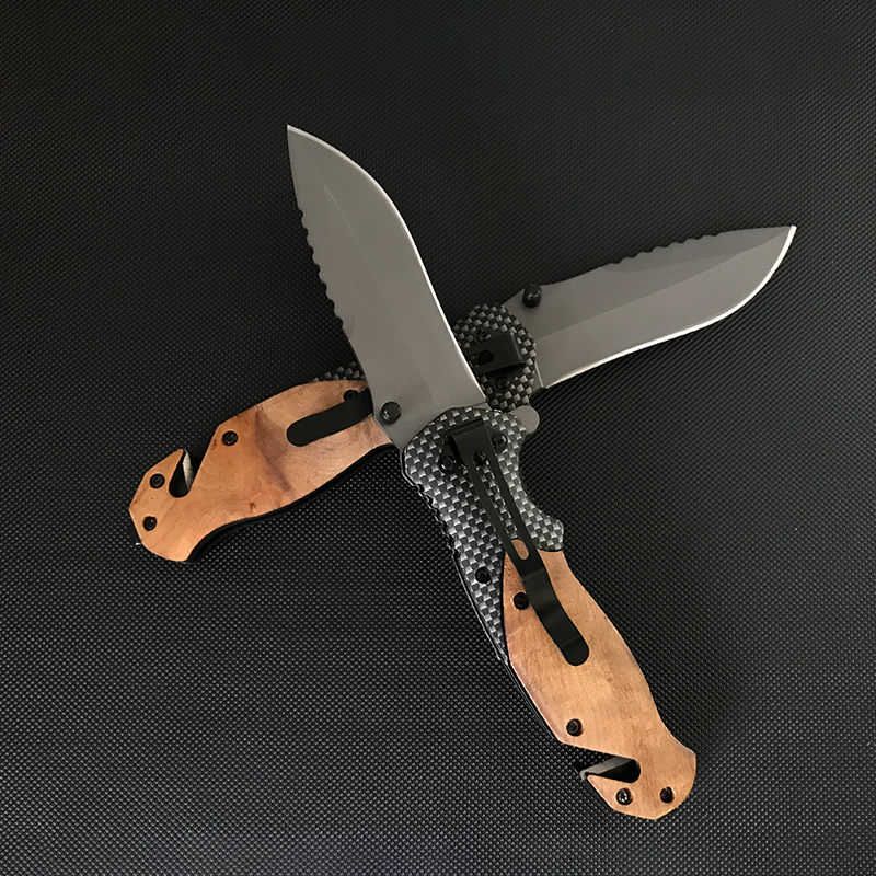 Wooden Handle Liome X50 Folding Knife Outdoor Camping Multifunctional Tactical Survival Security Defense Pocket Knives