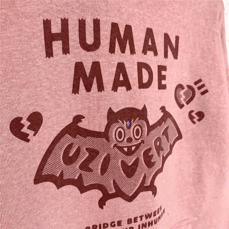 Hoodies Vintage Human Made Hoodie Men Women 1 1 Best Quality Heavy Fabric Bat Pattern Pullover Oversized Sweatshirts Y2211