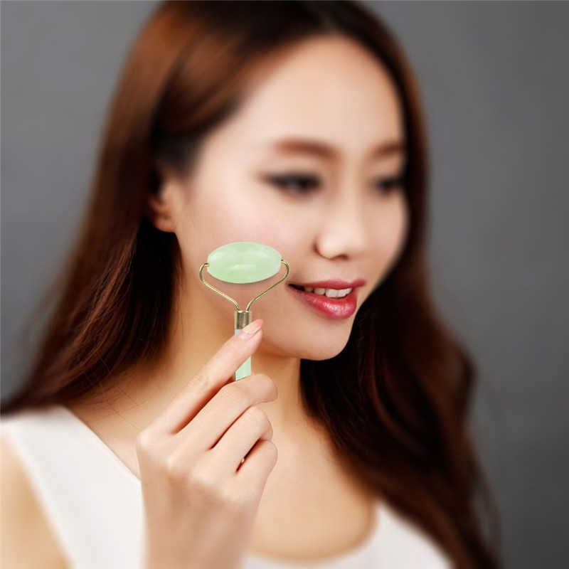 Jade Roller Massager For Face Natural Real Jade Roller Facial Massager Therapy Face Eye Neck Beauty Tool Double Sided Healing Slimming Roll Rodillo De