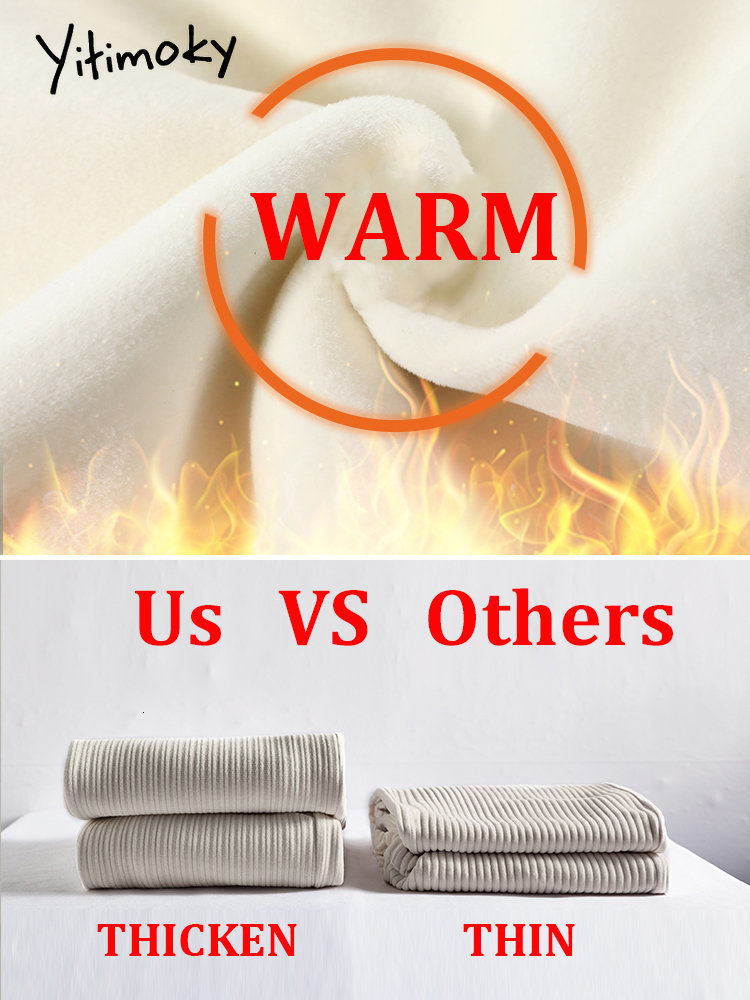 Women's Pants Capris Yitimoky Fleece for Women Thicken Warm Wide Leg Korean Fashion Fall Winter Casual Drawstring Straight Trousers 221122
