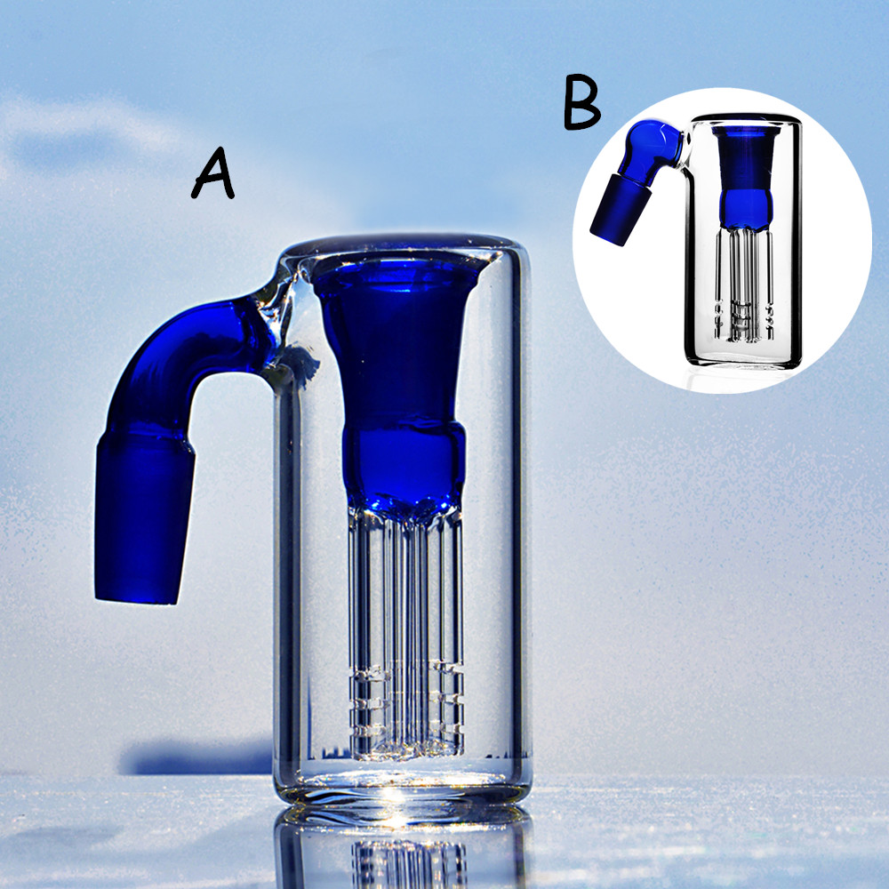 90 and 45 Degree Ash Catcher Bubbler Holder Blue for Glass Bongs Ashcatcher Diffuse Downstem 14mm 18mm