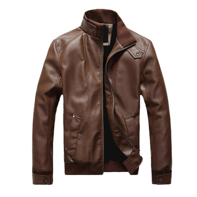 Men's Leather Faux Motorcycle Black Coffee Jacket Spring Autumn Mens Stand Collar Zipper Fashion Slim Jackets 221122