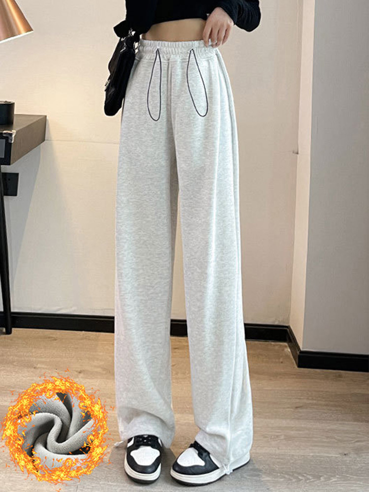 Womens Pants Capris Autumn Winter Warm Sweatpants Fleece Trousers Solid Lose Thick Casual Cotton 221122