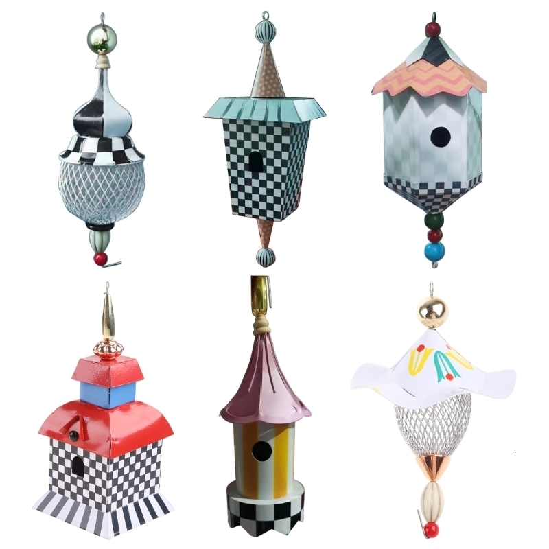 Other Pet Supplies Bird Feeder with Roof Hanging Birdhouse Delicate Garden Decorations Metal Bird House Nest for Small Finch Wild Birds 221122