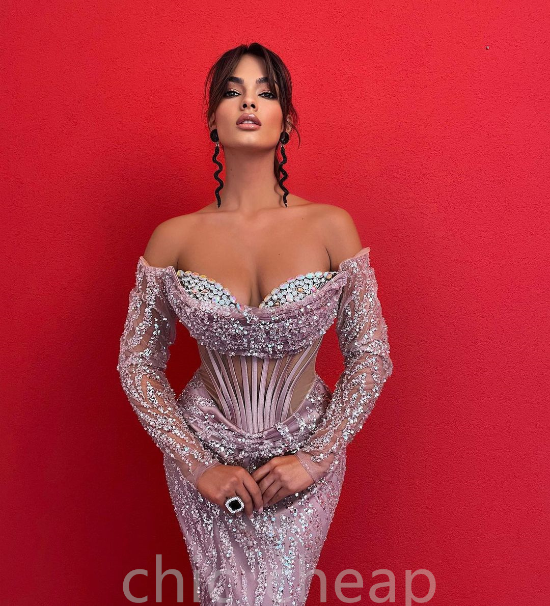 Arabic Aso Ebi Luxurious Mermaid Prom Dresses Sequined Lace Sexy Evening Formal Party Second Reception Birthday Engagement Gowns Dress ZJ