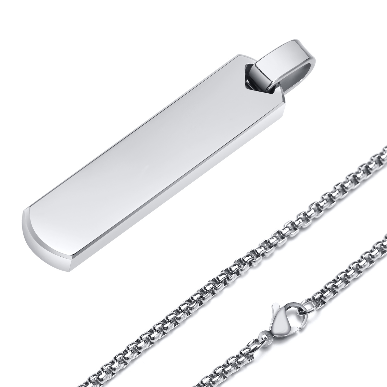 Initial Bar Necklace for Him Men Thick Geometric Vertical Pendant with A-Z Letters Custom Name English Letter Necklace DIY Punk Jewelry Gift Casual Si