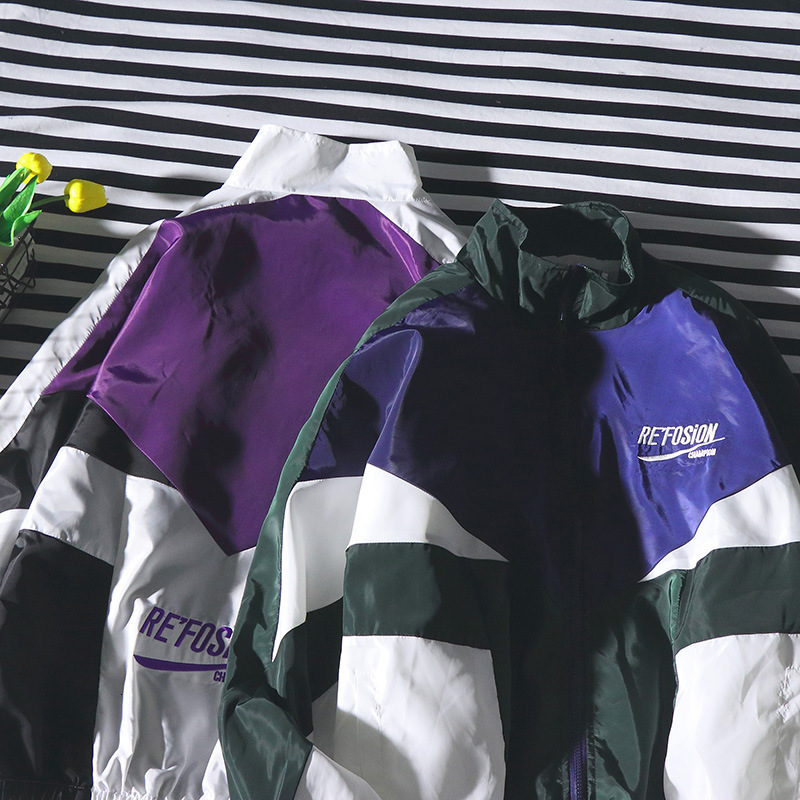 Men's Jackets Hip Hop Spring Men Windbreaker Patchwork Autumn Loose Casual Couple Thin Large Size Zipper Coat 221122