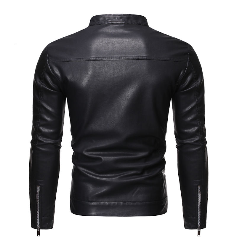 Men's Leather Faux Autumn Casual Fashion Stand Collar Slim PU Jacket Solid Color Men Anti-wind Motorcycle 5XL 221122