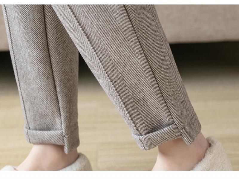 Women's Pants Capris CHRLEISURE Winter Velvet Warm Women Thick Casual Wool Harem Pant High Waist Trousers Retro Keep 221122