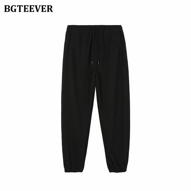 Women's Pants Capris BGTEEVER Winter Thicken Fleece Loose Women Trousers Casual Drawstring Cotton Warm Female Sweatpants Ladies Pantalon 221122