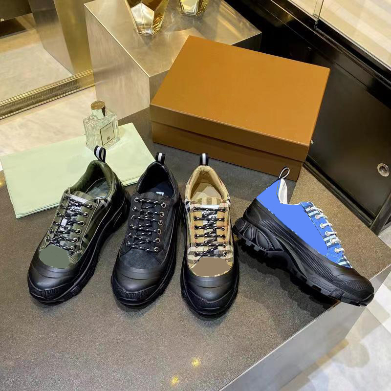 Designer Sneakers Men Shoes Print Check Trainer Lace-Up Platform Trainers Striped Sneaker Vintage Suede Shoe