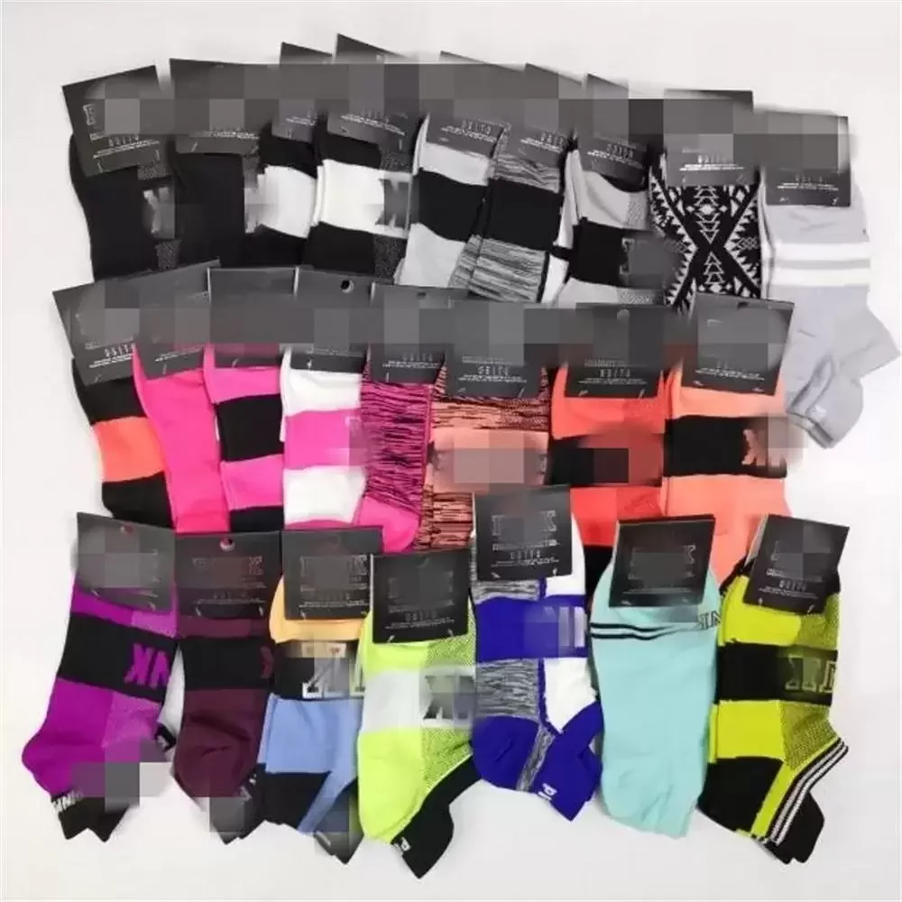 DHL Fast Pink Black Socks Adult Cotton Short Ankle Socks Sports Basketball Soccer Teenagers Cheerleader New Girls Sock with Tags