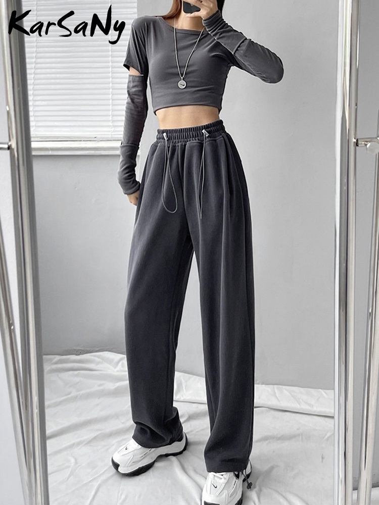 Womens Pants Capris Autumn Winter Warm Sweatpants Fleece Trousers Solid Lose Thick Casual Cotton 221122