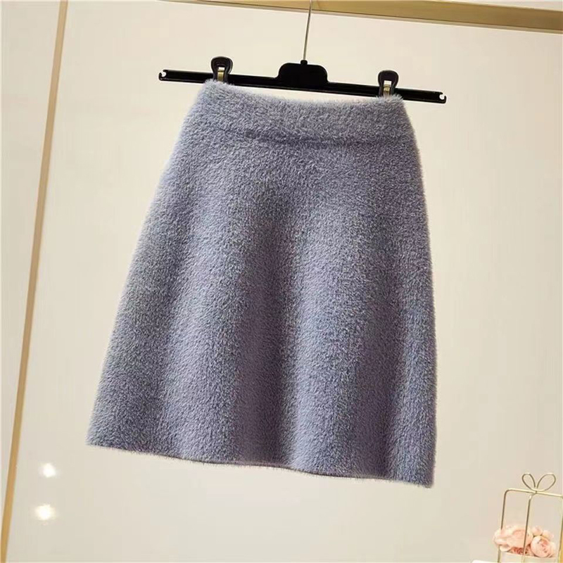 Skirts Winter Slim Sable Knitting Mink Cashmere Warm Short Fashion Korea E Girl Solid Color Fur Soft Miniskirt 221122