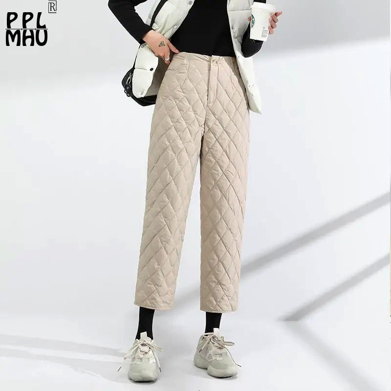 Women's Pants Capris Fashion Elastic High Waist Straight Winter Pantalones Ankle Length Cotton Thick Bottoms Casual Loose Khaki Warm Women 221122