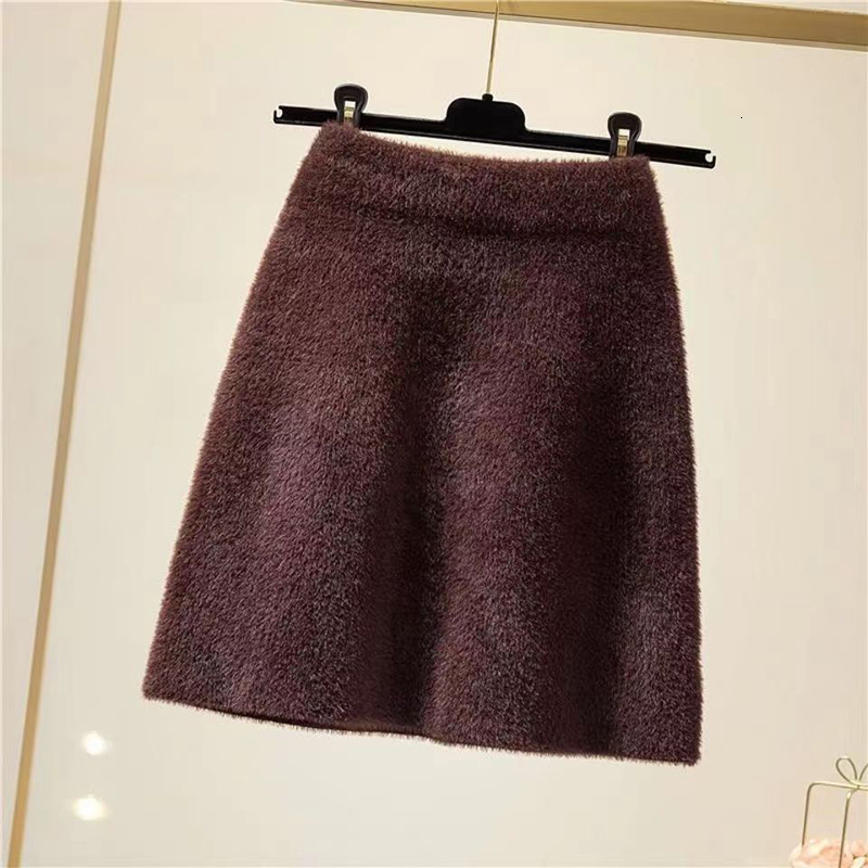 Skirts Winter Slim Sable Knitting Mink Cashmere Warm Short Fashion Korea E Girl Solid Color Fur Soft Miniskirt 221122