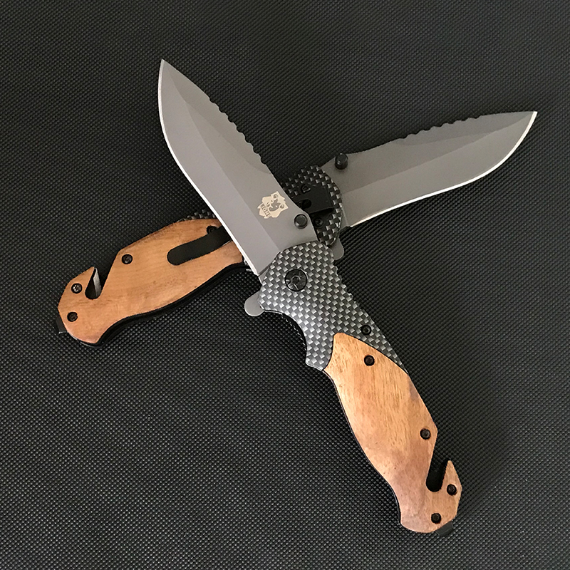 Wooden Handle Liome X50 Folding Knife Outdoor Camping Multifunctional Tactical Survival Security Defense Pocket Knives