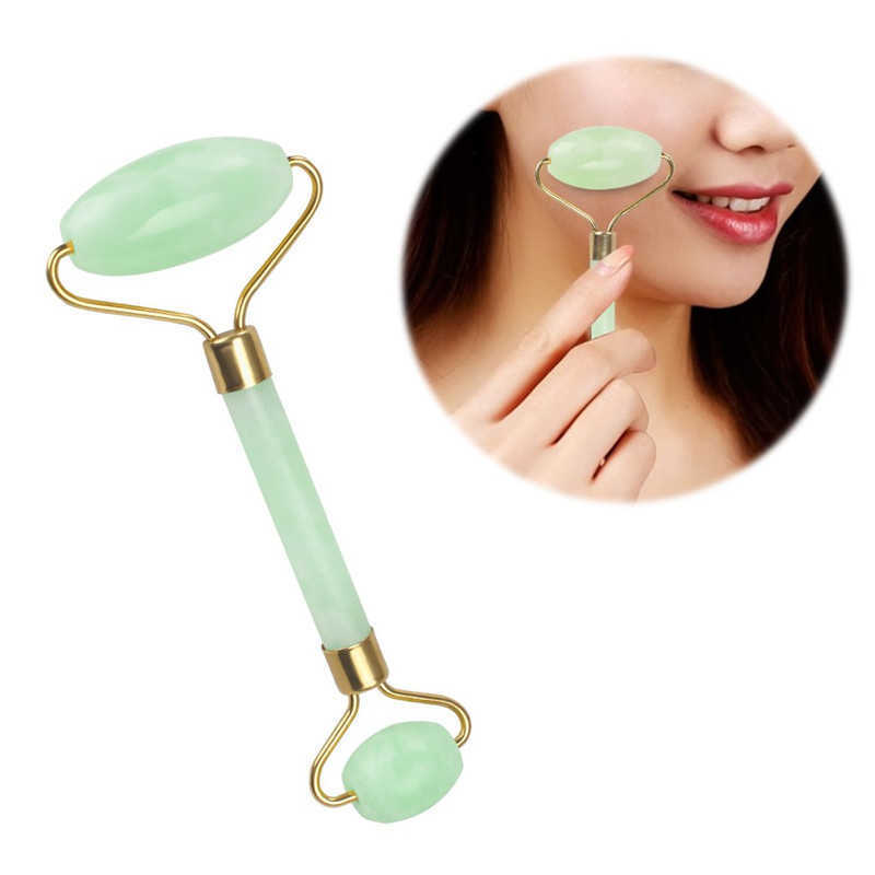 Jade Roller Massager For Face Natural Real Jade Roller Facial Massager Therapy Face Eye Neck Beauty Tool Double Sided Healing Slimming Roll Rodillo De